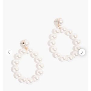 Faux Pearl Hoop Drop Earrings